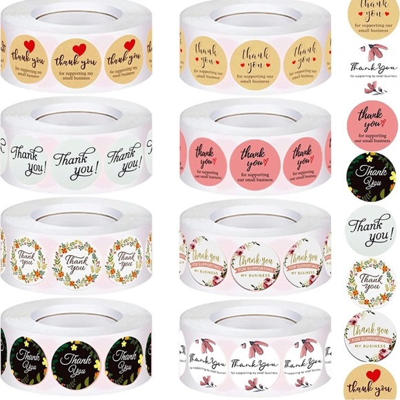 Set of 50 Thank You Stickers | 1” | Variety of Designs - Picture 6 of 12